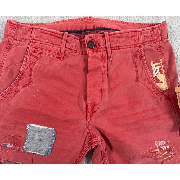 True Religion Mens 32 Geno Officer Chino Jeans Calamity Faded Red Retro 90s Y2K - Picture 10 of 14